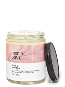 Aroma Rose Vanilla Mason Single Wick Candle