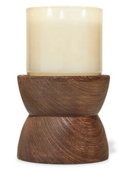 Woodgrain Pedestal 3-Wick Candle Holder