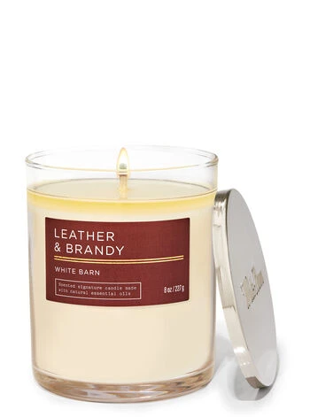 White Barn Leather & Brandy Signature Single Wick Candle 1 White Barn Leather & Brandy Signature Single Wick Candle