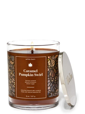 White Barn Caramel Pumpkin Swirl Signature Single Wick Candle 1 White Barn Caramel Pumpkin Swirl Signature Single Wick Candle